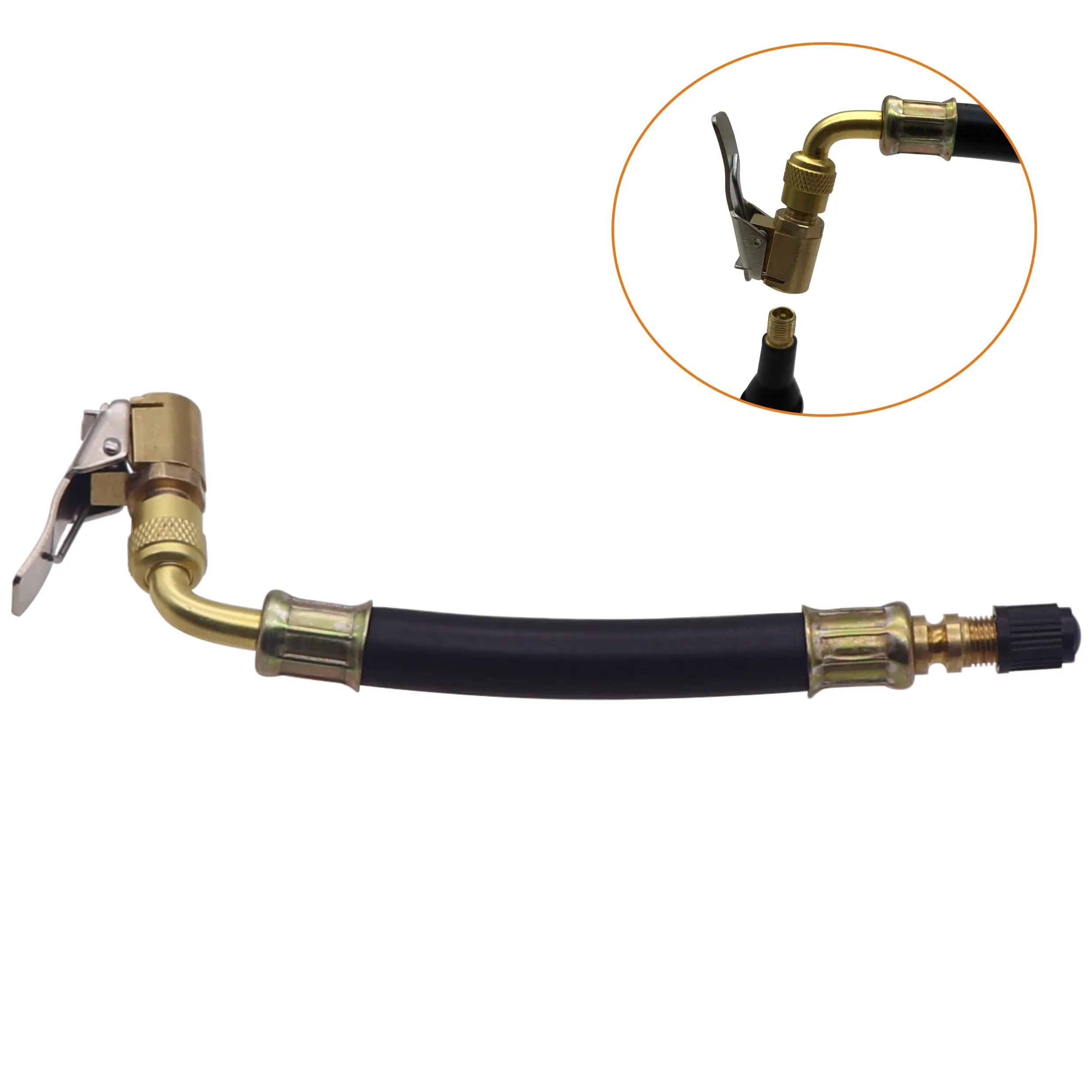 Flexible Hose Braided - Handige bandenopblaasgereedschap rubberen ventielverlenging 90 graden