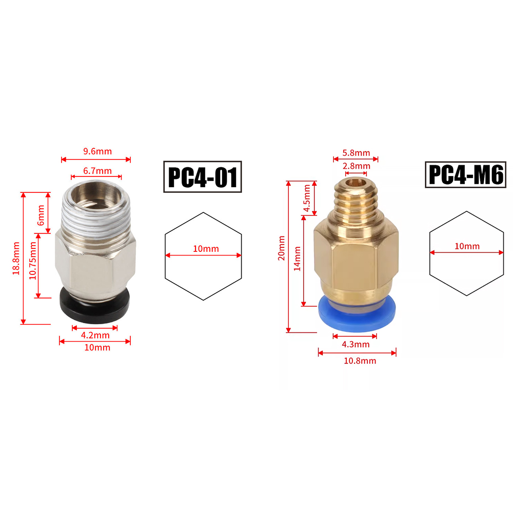 10 stks/partij PC4-M10 Pneumat - Ptfe Tape Thread recensie en prijs